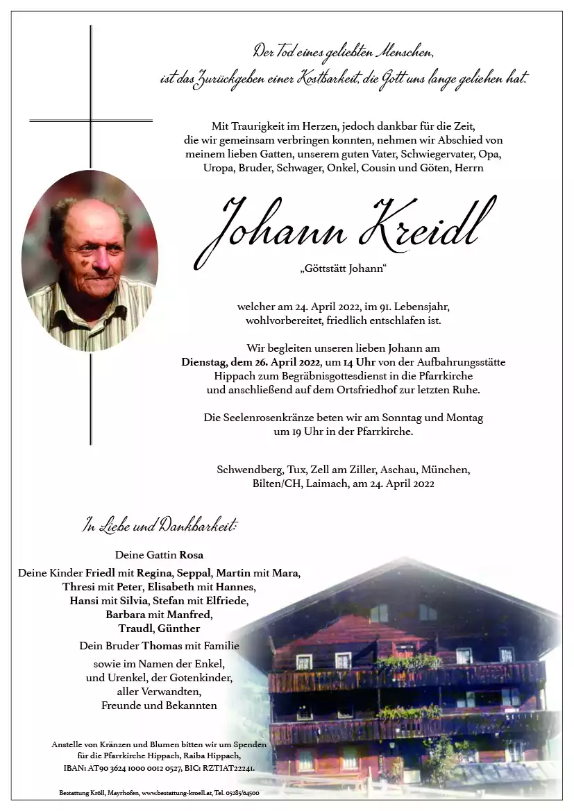 Parte von Johann Kreidl